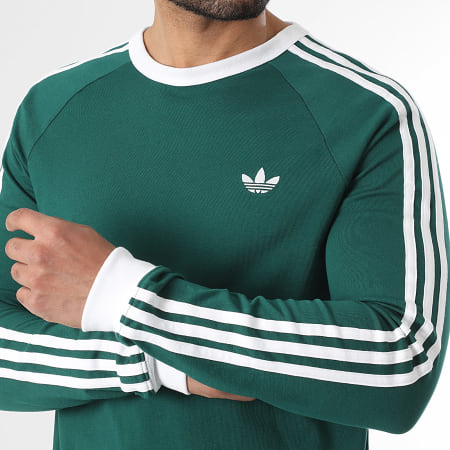 Adidas Originals - Tee Shirt Manches Longues A Bandes 3 Stripes KE3543 Vert Blanc