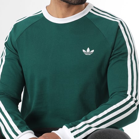 Adidas Originals - Tee Shirt Manches Longues A Bandes 3 Stripes KE3543 Vert Blanc