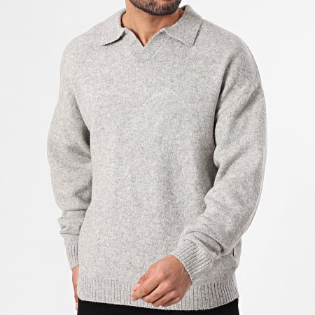 JJ Rebel - Pull Col V Sonar Gris Chiné