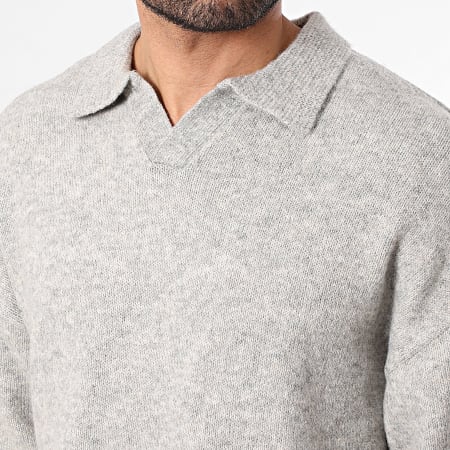 JJ Rebel - Pull Col V Sonar Gris Chiné