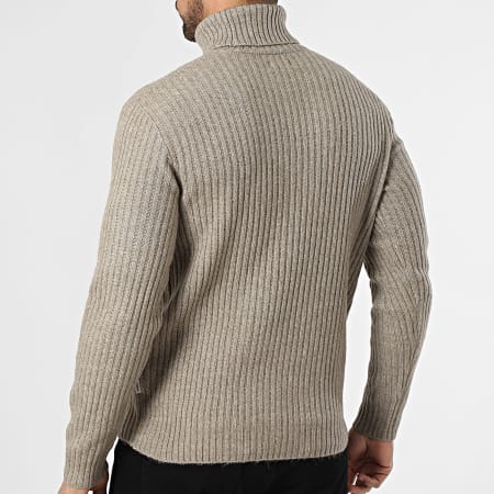 JJREBEL - Jersey Rizado Cuello Alto Frey Beige Jaspeado