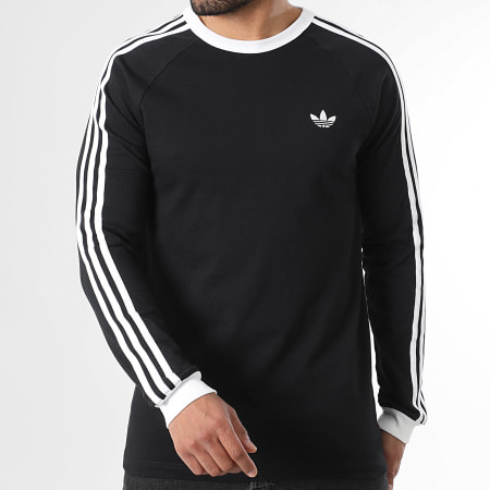 Adidas Originals - Tee Shirt Manches Longues A Bandes 3 Stripes KE3546 Noir Blanc