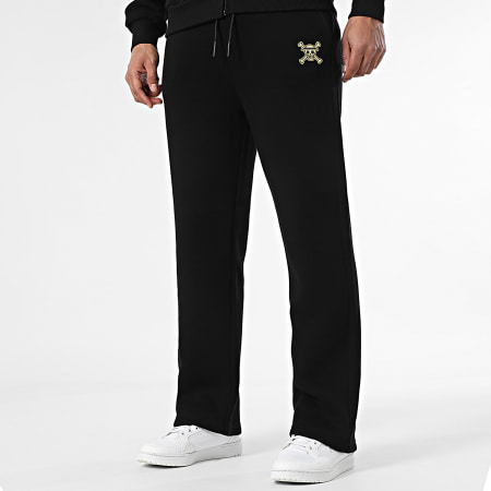 One Piece - Ensemble Sweat Zippé Capuche Et Pantalon Jogging Badge Or Noir