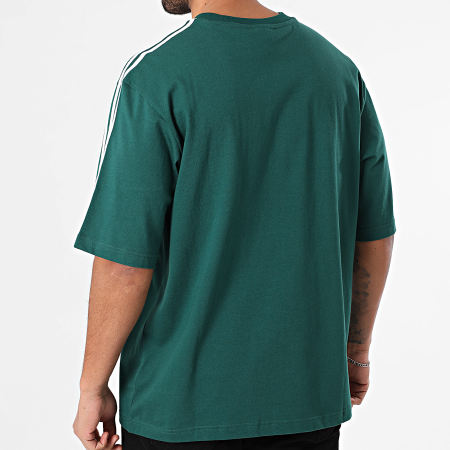 Adidas Originals - Tee Shirt A Bandes Oversize Large 3 Stripes KE2911 Vert Foncé Blanc