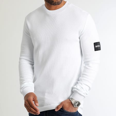 BOSS - Hoodie Crewneck Waffle Patch White Exclusive Ryses