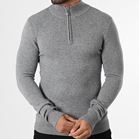 Frilivin - Jersey Cuello Cremallera 027 Gris Mélange
