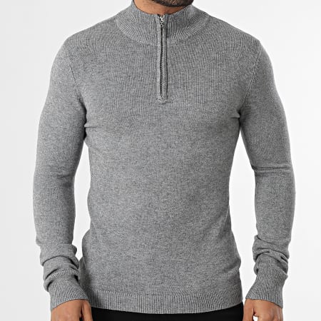 Frilivin - Jersey Cuello Cremallera 027 Gris Mélange
