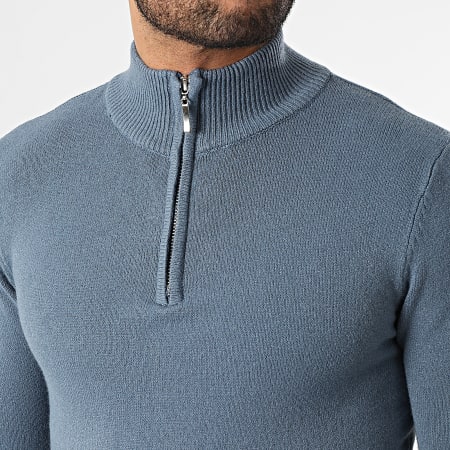 Frilivin - Jersey con Cuello Zipper 027 Azul Gris