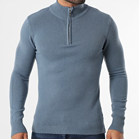 Frilivin - Jersey con Cuello Zipper 027 Azul Gris