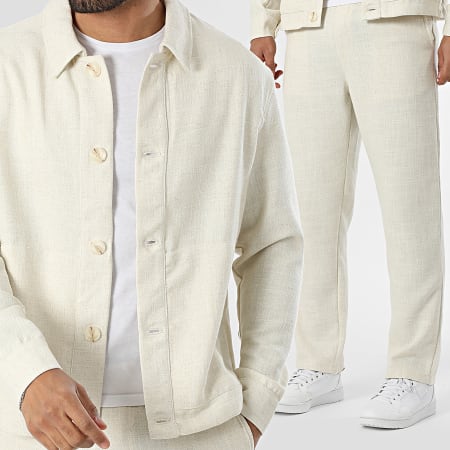 Frilivin - Conjunto de sobrecamisa y pantalón 161 Beige