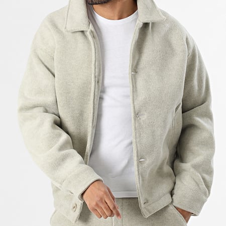 Frilivin - Conjunto de chaqueta abotonada y pantalón H55 Beige