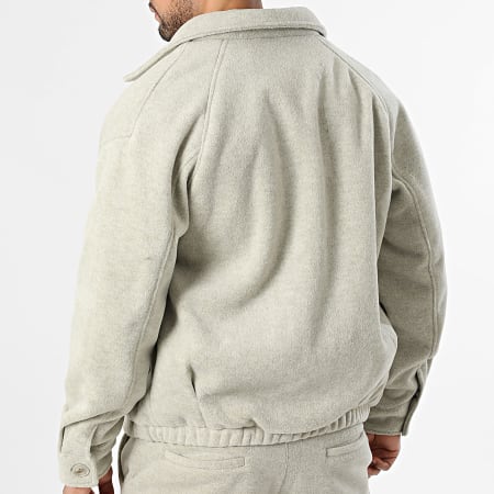 Frilivin - Conjunto de chaqueta abotonada y pantalón H55 Beige