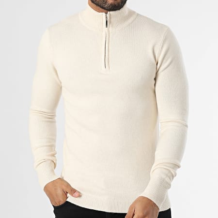 Classic Series - Pull Col Zippé 027 Beige Clair