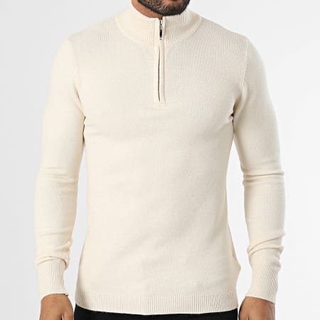 Classic Series - Pull Col Zippé 027 Beige Clair