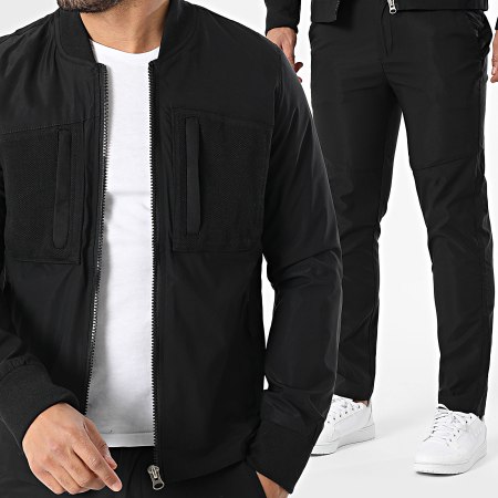 Frilivin - Conjunto Chaqueta con Cremallera y Pantalón Cargo 825 Negro