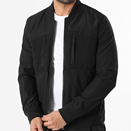 Frilivin - Conjunto Chaqueta con Cremallera y Pantalón Cargo 825 Negro