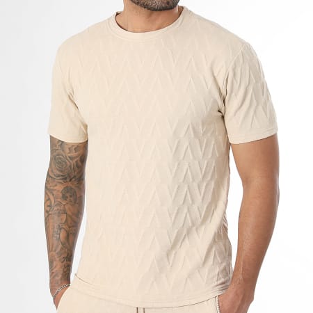 LBO - Ensemble Tee Shirt Et Short Jogging 0382 Beige