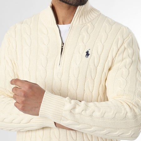 Polo Ralph Lauren - Pull Col Montant Zippé Original Player Beige Clair