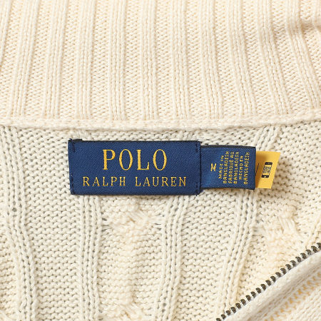Polo Ralph Lauren - Pull Col Montant Zippé Original Player Beige Clair