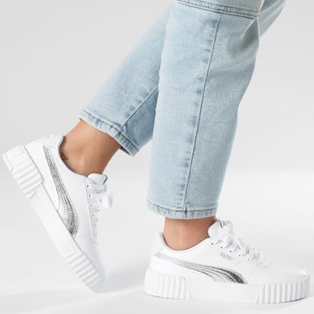 Puma - Zapatillas Mujer Carina 3.0 Metallic Whisper 404511 Puma Blanco Puma Plata