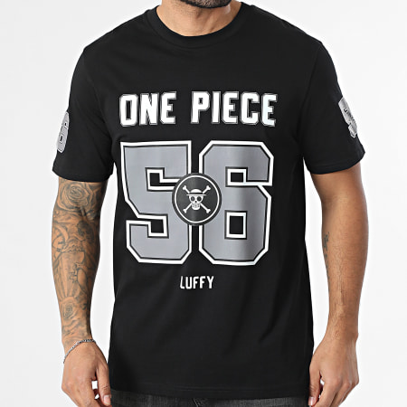 One Piece - Tee Shirt Oversize Large 56 Luffy US Big Front Noir Blanc