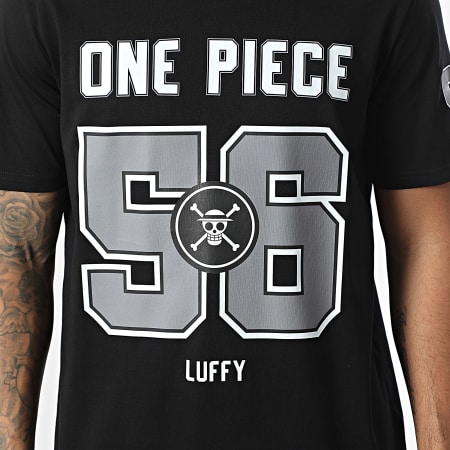 One Piece - Tee Shirt Oversize Large 56 Luffy US Big Front Noir Blanc