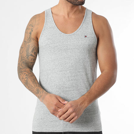 Tommy Hilfiger - Pack de 3 Camisetas Sin Mangas Signature 3387 Negro Gris Jaspeado Blanco