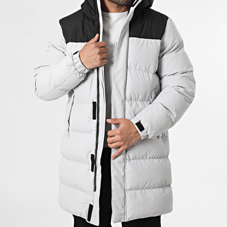 Frilivin - Plumífero con capucha larga M40 Gris Claro