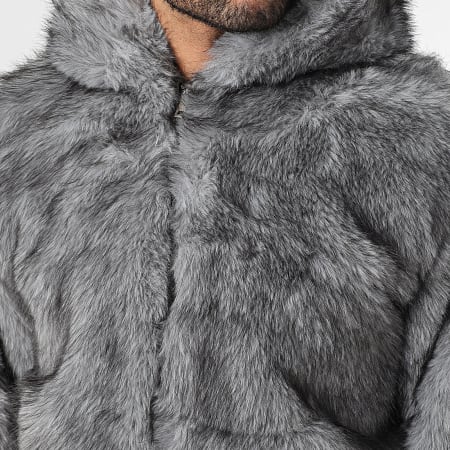 Frilivin - Chaqueta con capucha de pelaje H03 Gris Jaspeado