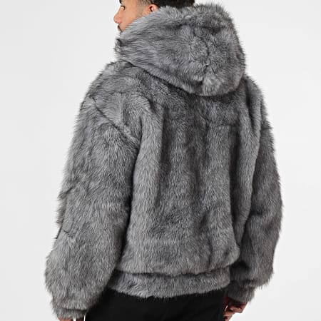 Frilivin - Chaqueta con capucha de pelaje H03 Gris Jaspeado