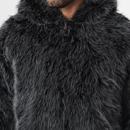 Frilivin - Chaqueta con Capucha de Piel H03 Negra Melange