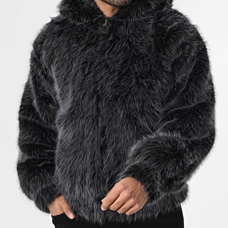 Frilivin - Chaqueta con Capucha de Piel H03 Negra Melange