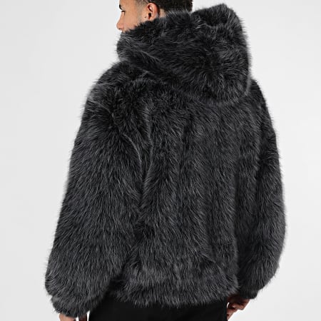 Frilivin - Chaqueta con Capucha de Piel H03 Negra Melange