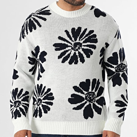 Frilivin - Jersey 541 Blanco Azul Marino Floral