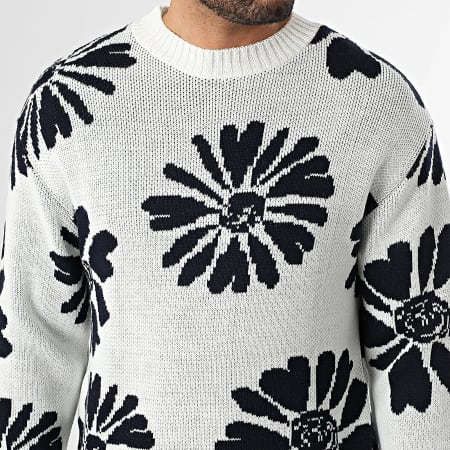 Frilivin - Jersey 541 Blanco Azul Marino Floral