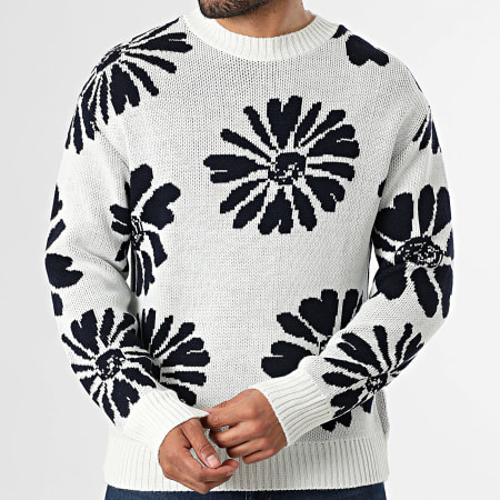 Frilivin - Jersey 541 Blanco Azul Marino Floral