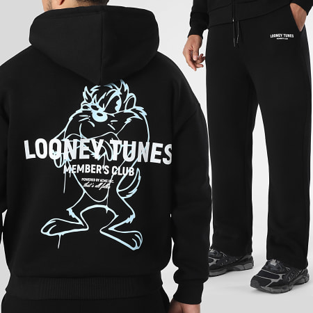 Looney Tunes - Ensemble Sweat Zippé Capuche Et Pantalon Jogging Taz Noir Bleu