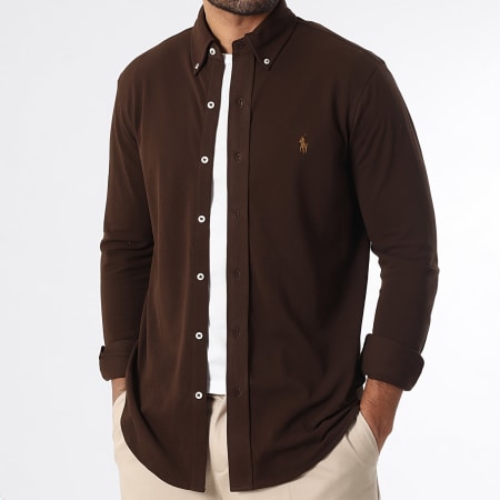 Polo Ralph Lauren - Camisa de Manga Larga Original Player Marrón