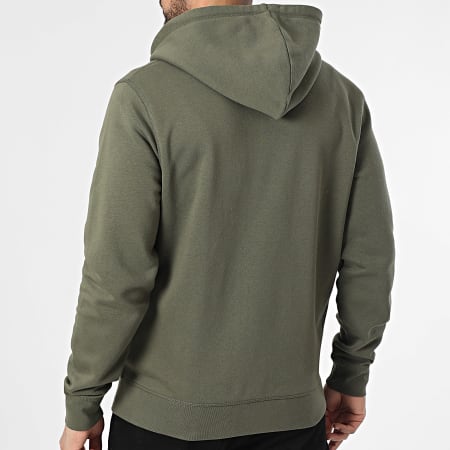 One Piece - Sweat Zippé Capuche Patch Cuir Vert Kaki