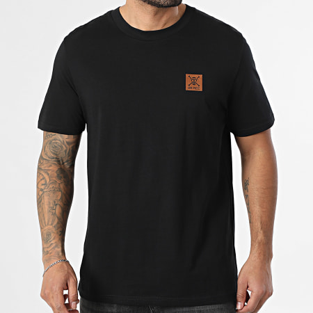 One Piece - Tee Shirt Oversize Large Patch Cuir Noir