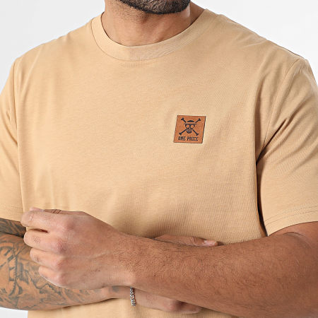 One Piece - Tee Shirt Oversize Large Patch Cuir Camel
