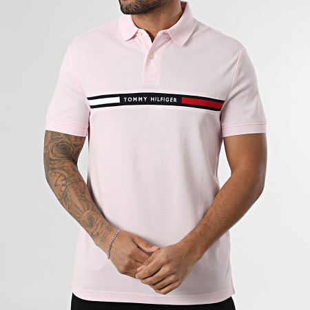 Tommy Hilfiger - Polo Manches Courtes Hilfiger Chest Insert 8130 Rose