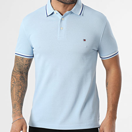 Tommy Hilfiger - Polo Manches Courtes Slim Seasonal 9993 Bleu Clair