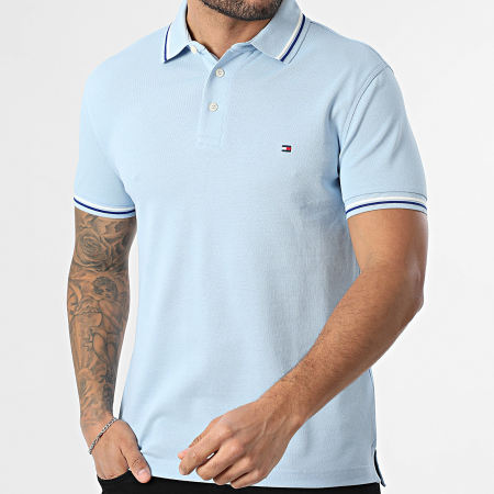 Tommy Hilfiger - Polo Manches Courtes Slim Seasonal 9993 Bleu Clair