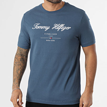 Tommy Hilfiger - Tee Shirt Script Logo 3691 Bleu Marine