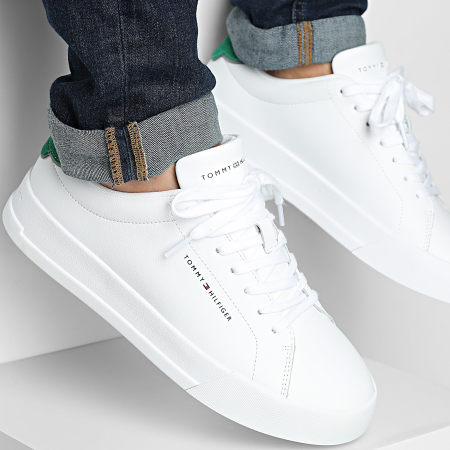 Tommy Hilfiger - Baskets Court Leather Detail Essential 5367 White Nouveau Green