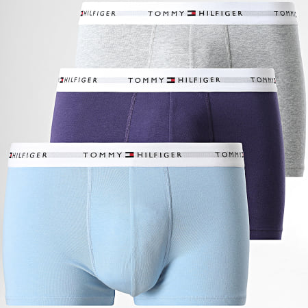 Tommy Hilfiger - Lot De 3 Boxers Trunk 2761 Violet Bleu Clair Gris Chiné