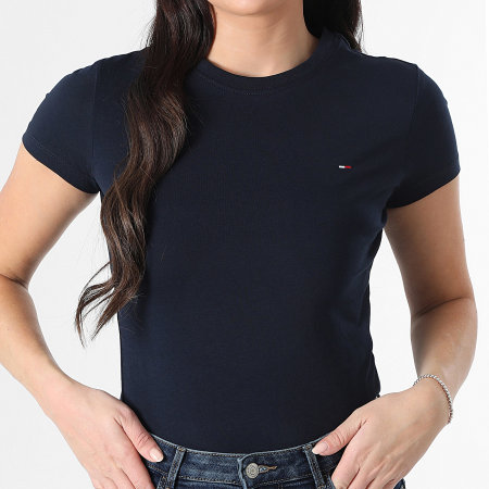 Tommy Jeans - Tee Shirt Femme Slim 0459 Bleu Marine