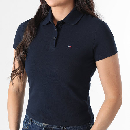 Tommy Jeans - Polo Manches Courtes Femme Essential 1931 Bleu Marine