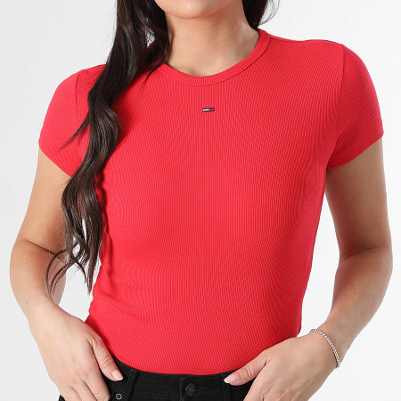 Tommy Jeans - Tee Shirt Slim Femme Essential 7383 Rouge